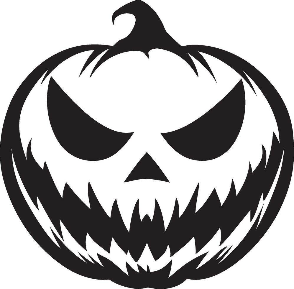 scary jack o lantern face halloween clean simple black vector