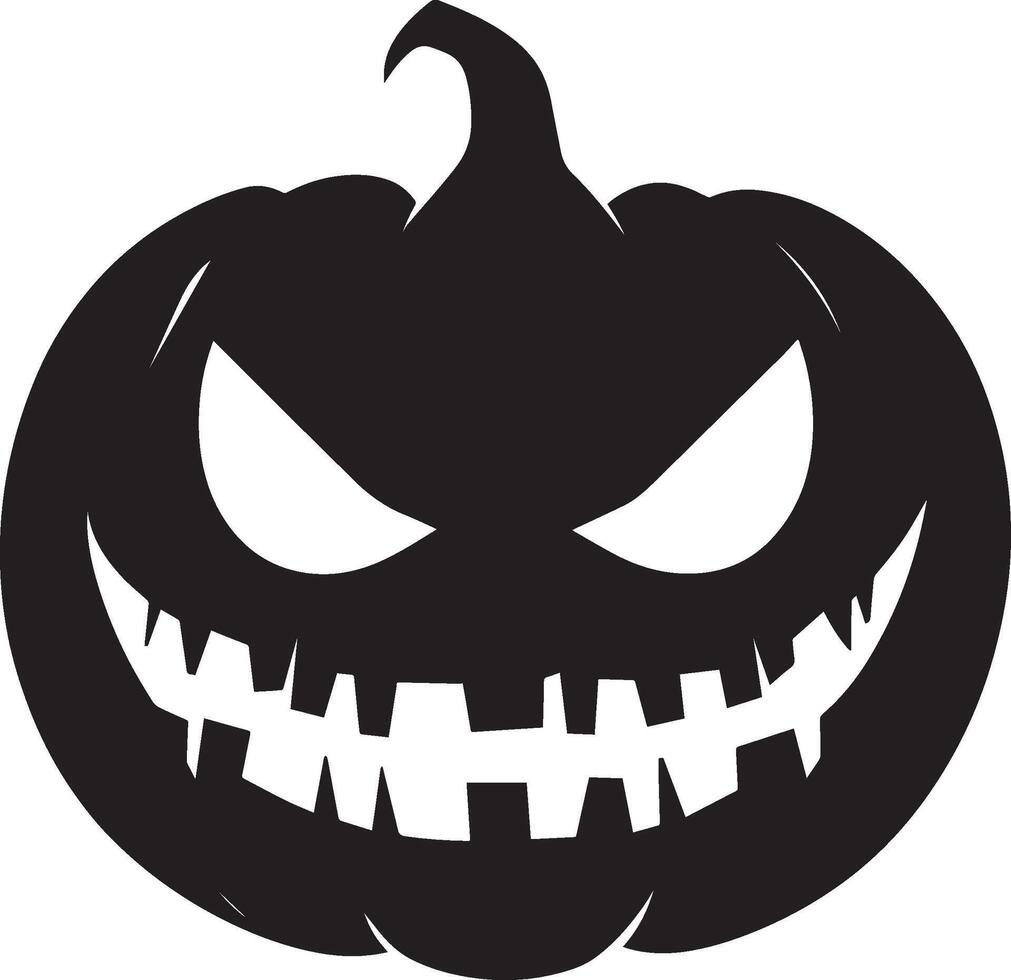 Scary Jack o lantern clean simple black vector