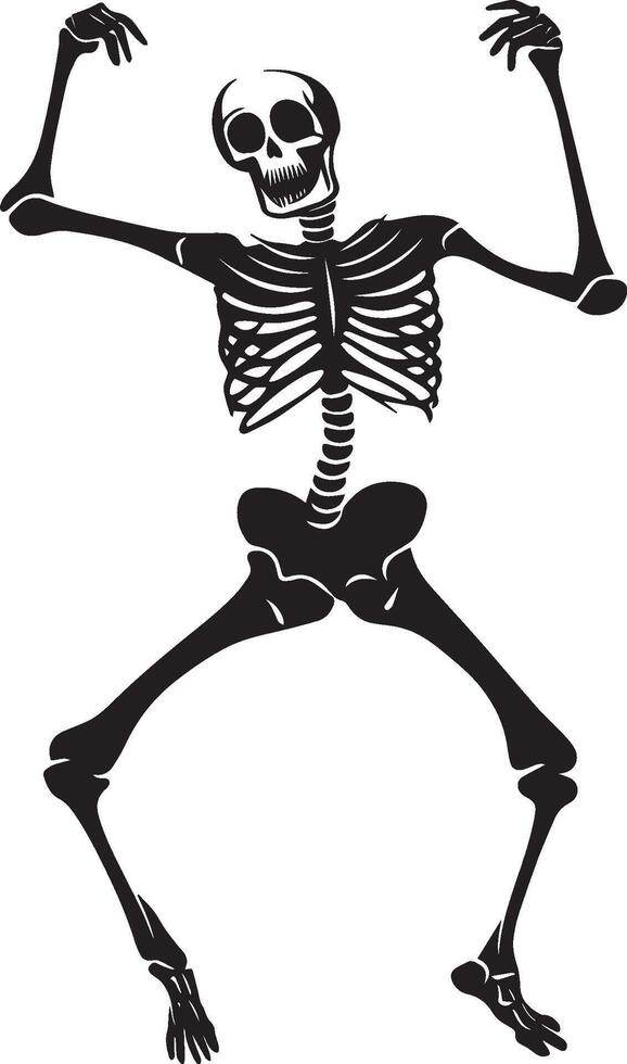 Skeleton halloween dance clean simple silhouette black vector