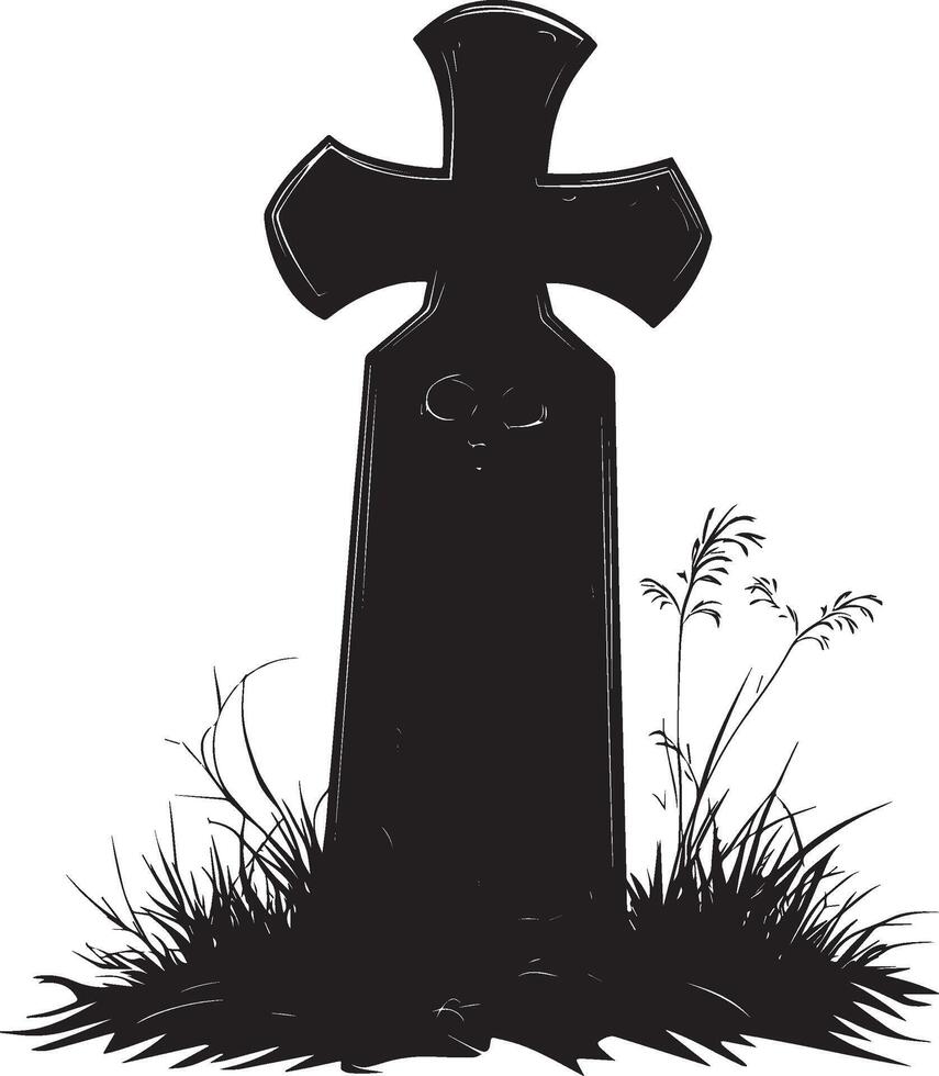 Cross Gravestone Halloween clean simple black vector