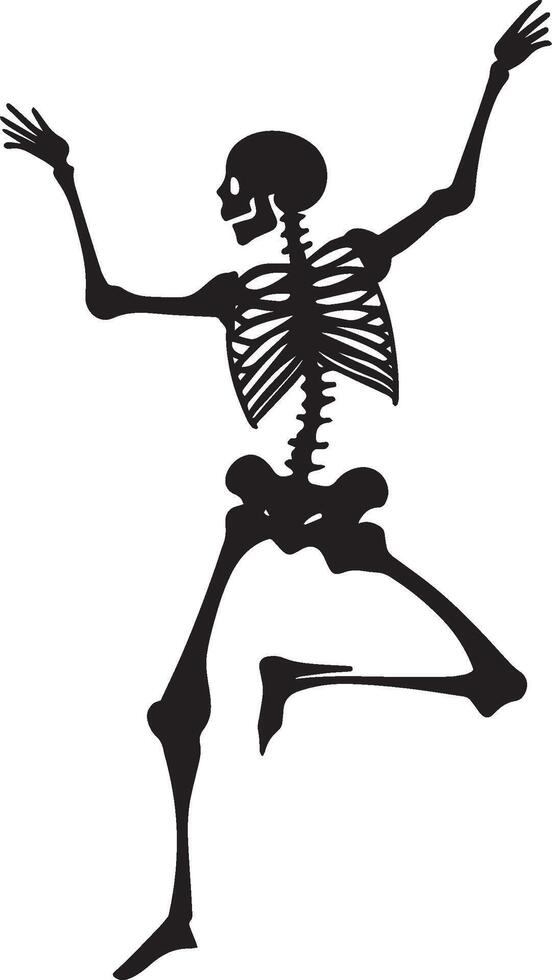 Skeleton halloween dance clean simple silhouette black vector