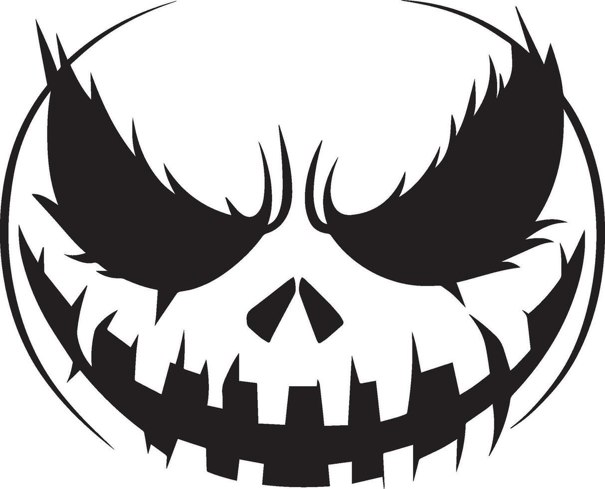 Halloween Spooky grimace face clean simple black vector