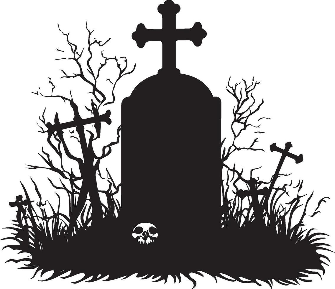Tombstone halloween silhouette black vector