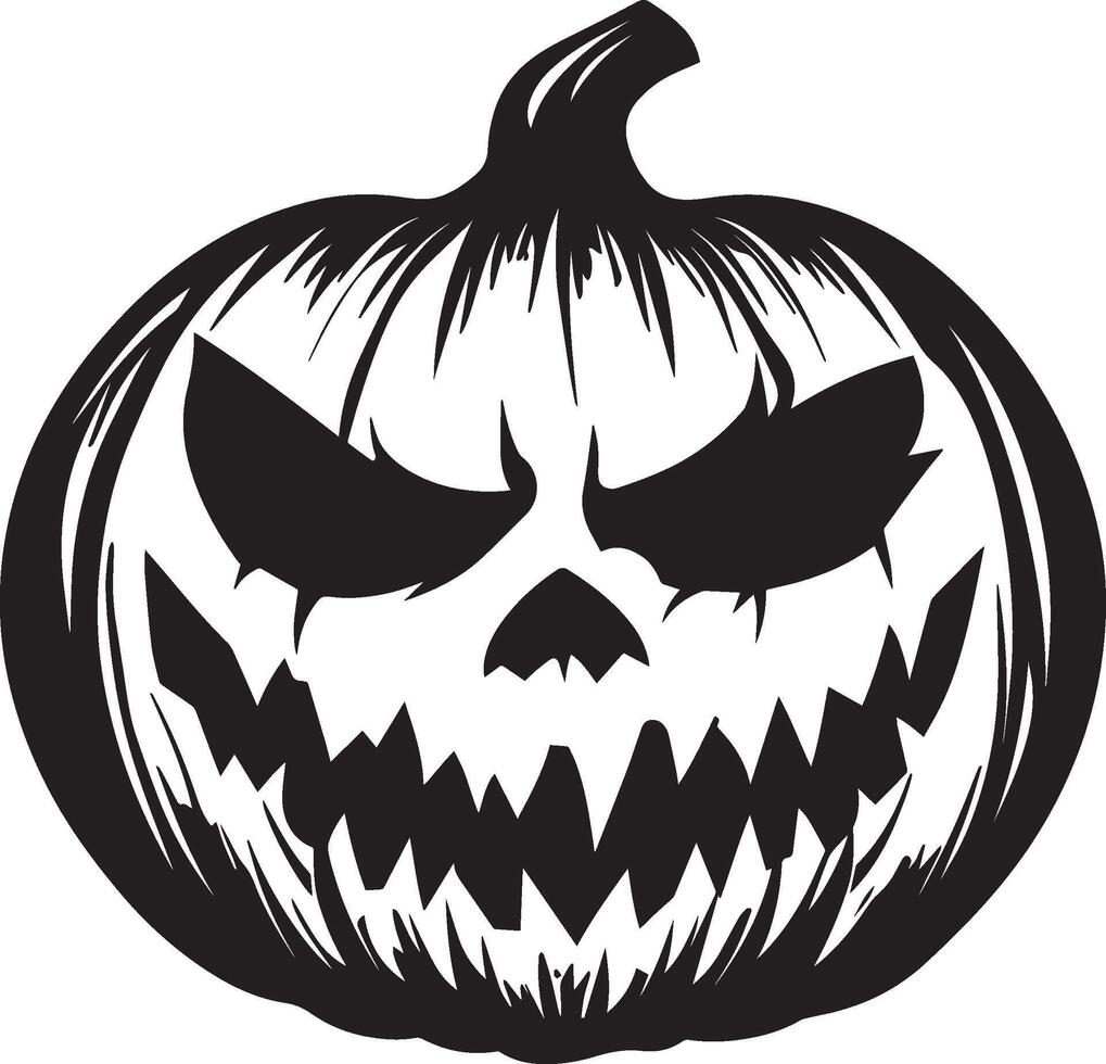 Scary Jack o lantern clean simple black vector