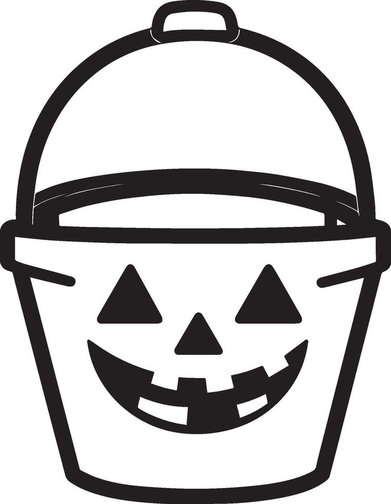 Jack o lantern bucket linear black vector