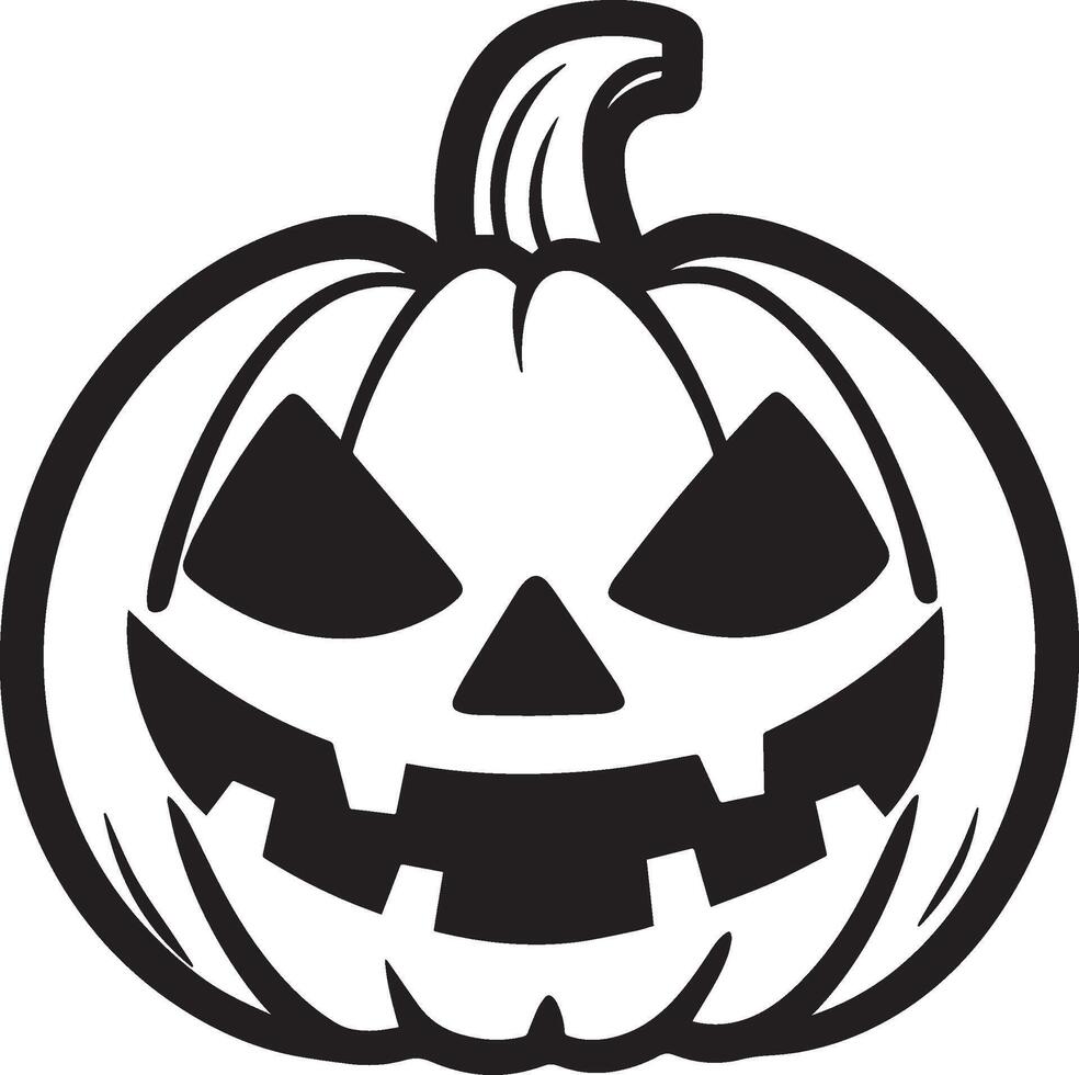 Scary Jack o lantern linear black vector