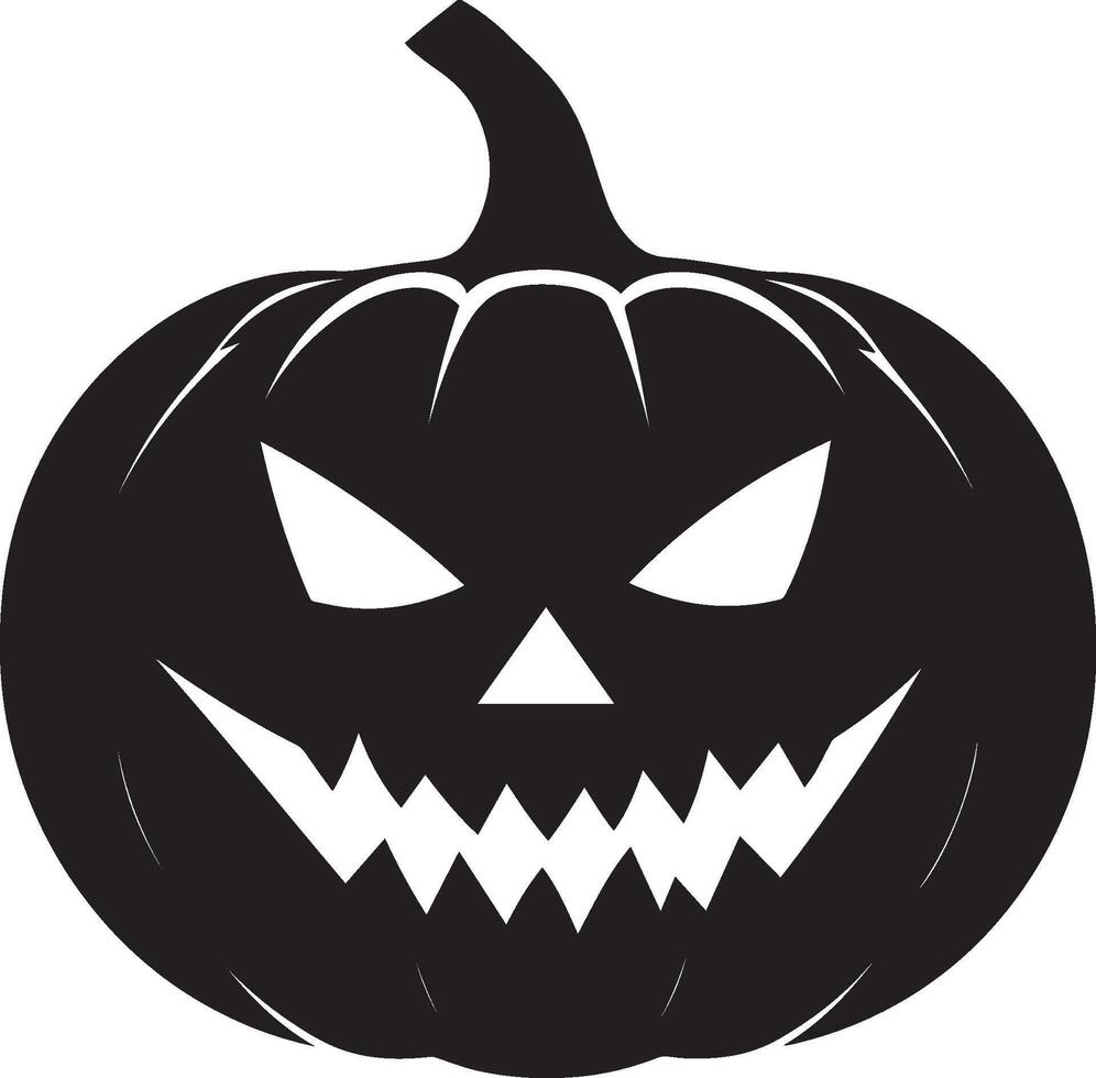Funny jack o lantern face halloween silhouette black vector