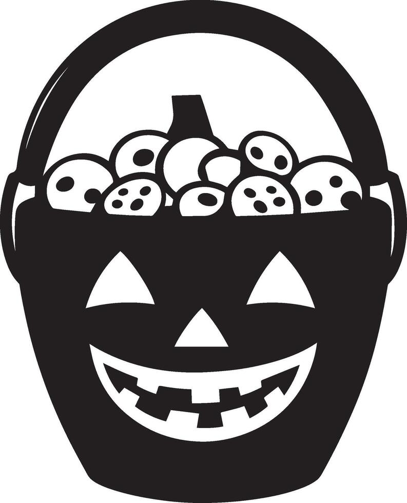 Cute Jack o lantern bucket with candies clean simple blackvvvvvvvvvvvvvvvvvvvvv vector