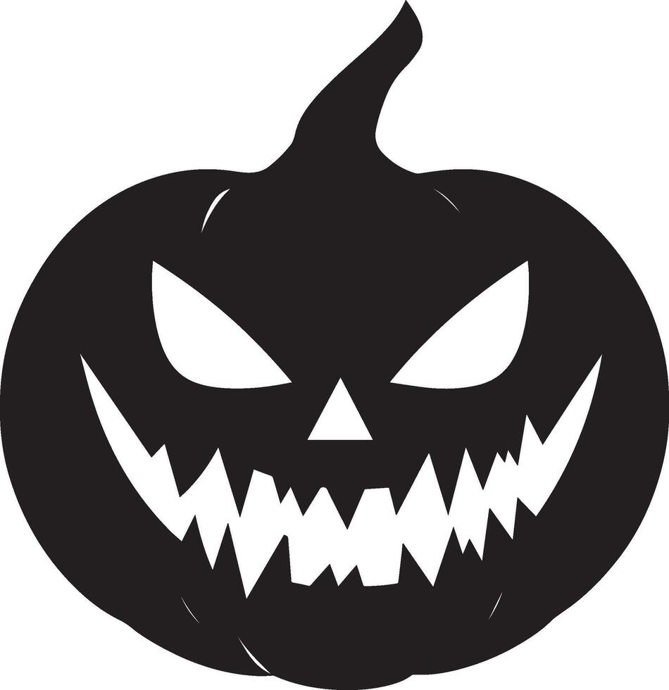 Pumkin jack o lantern face halloween silhouette black vector