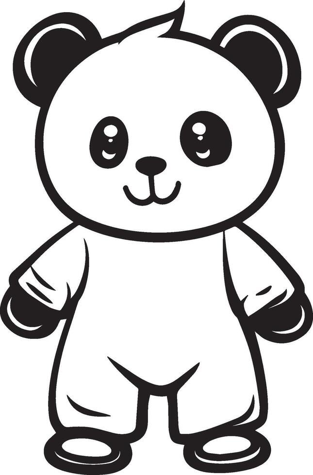 A cute little panda lantern clean simple black vector