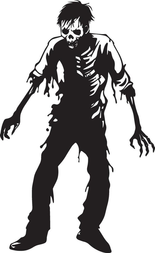 Halloween zombie simple silhouette black vector