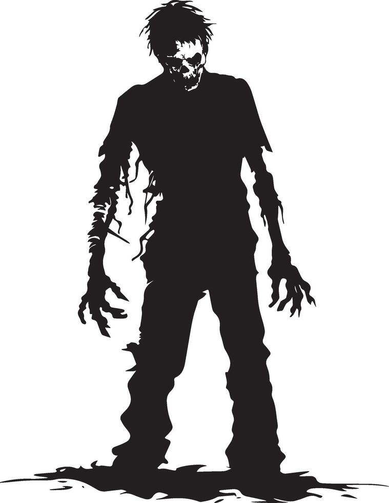 Halloween zombie simple silhouette black vector