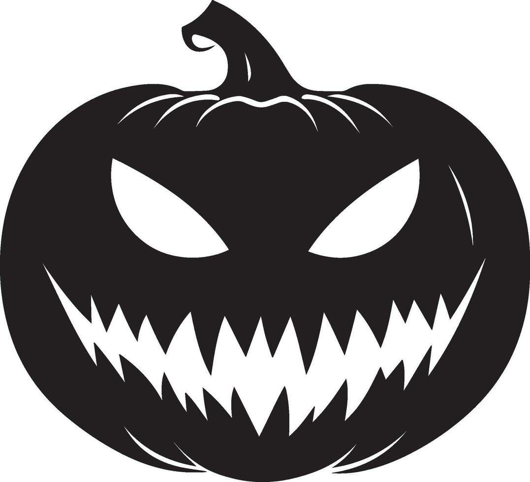 Scary Jack o lantern clean simple silhouette black vector