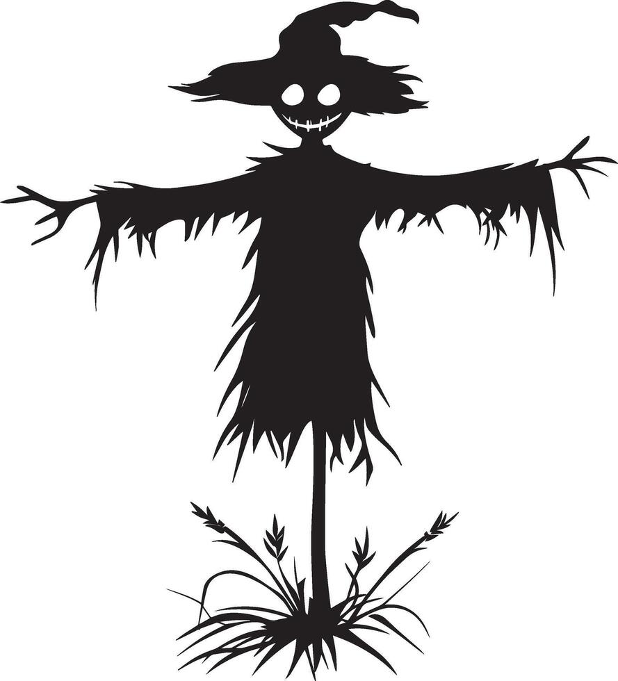 Cartoon Scarecrow silhouette black vector