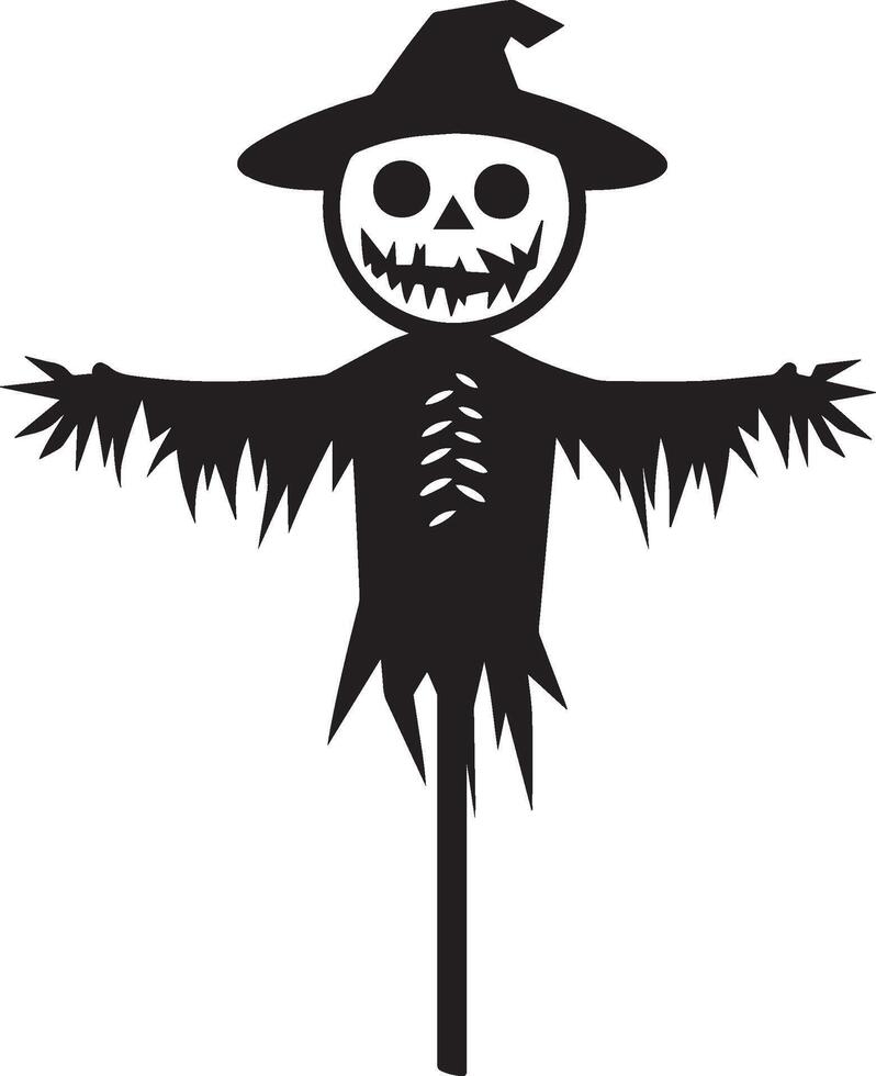 Scarecrow Halloween Monster linear black vector