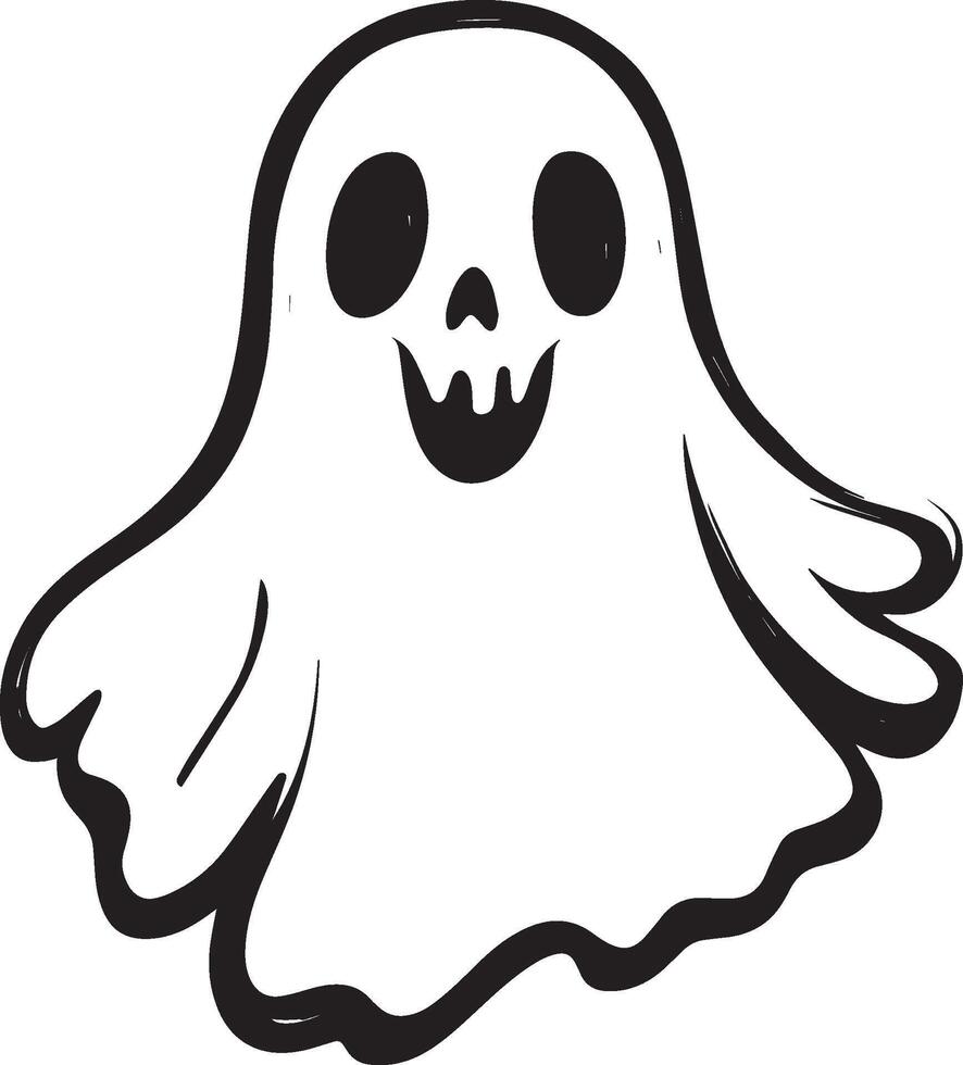 halloween Cartoon ghost clean simple black vector