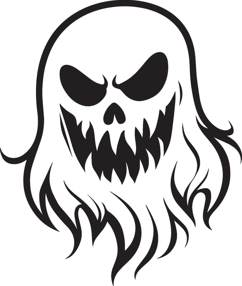 Scary Halloween Ghoul linear black vector