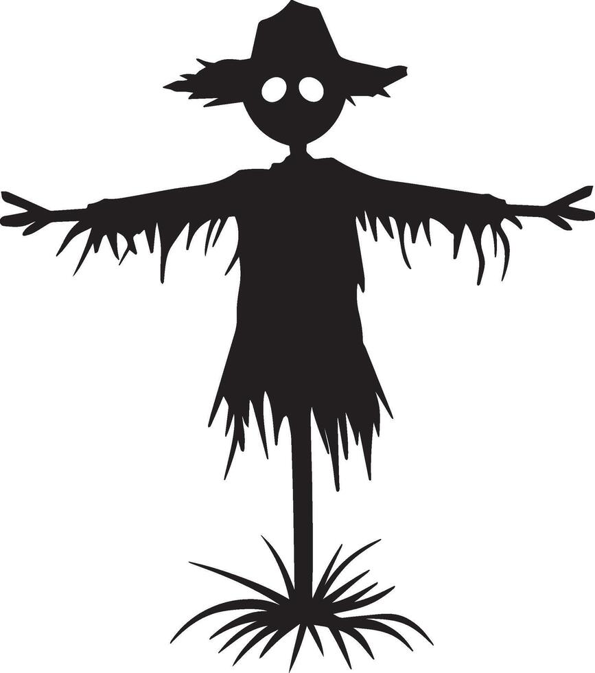 Cartoon Scarecrow silhouette black vector