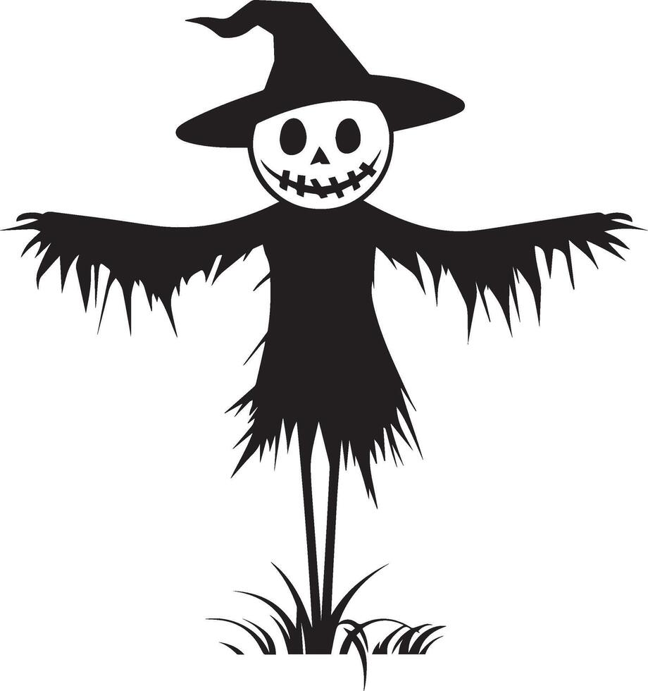 Cartoon Halloween Scarecrow silhouette black vector
