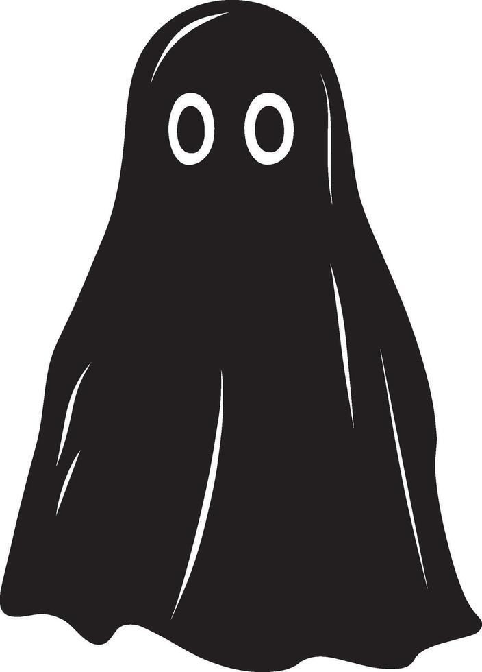 Little kid wearing Ghost sheet costume silhouette black vector