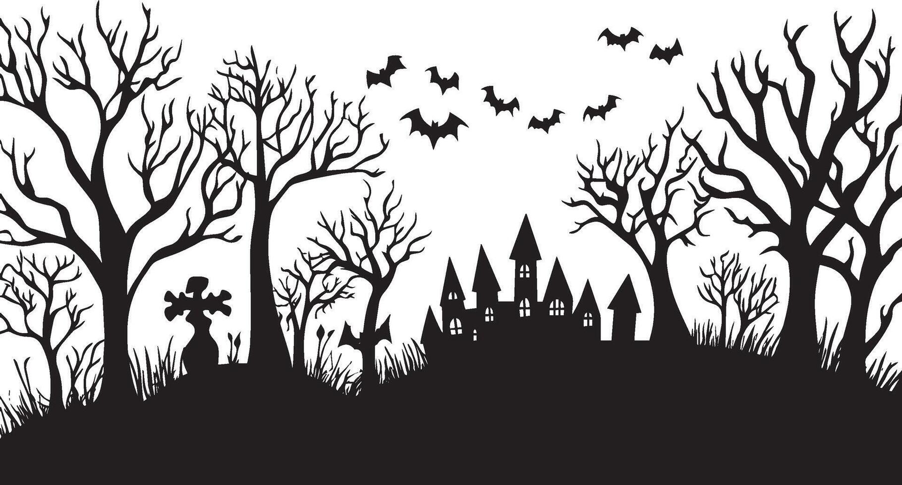 halloween decoration background simple silhouette black vector