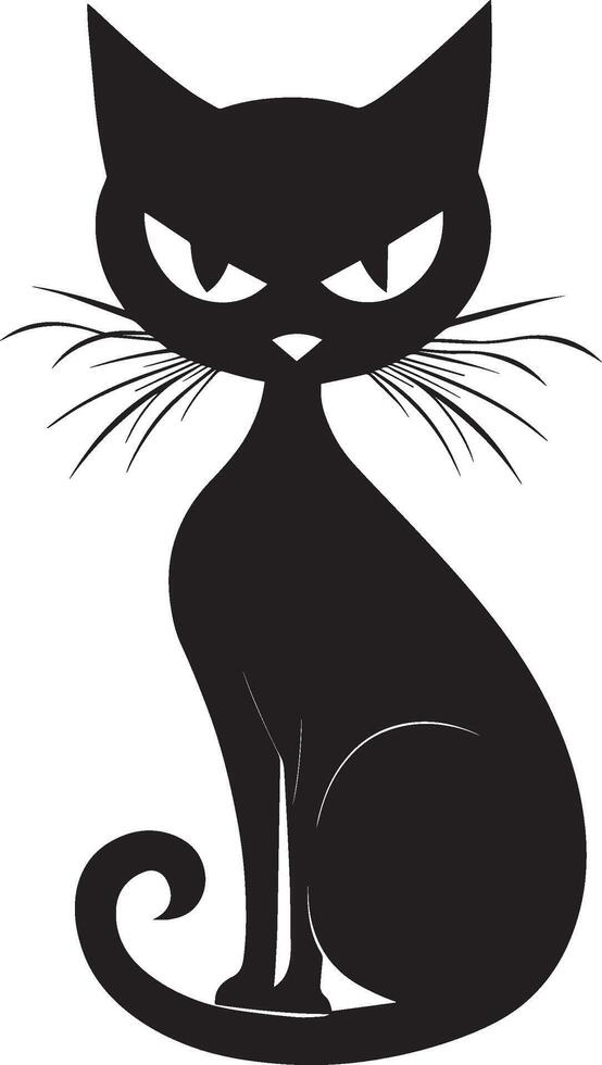 Scary Halloween cat clean simple black vector