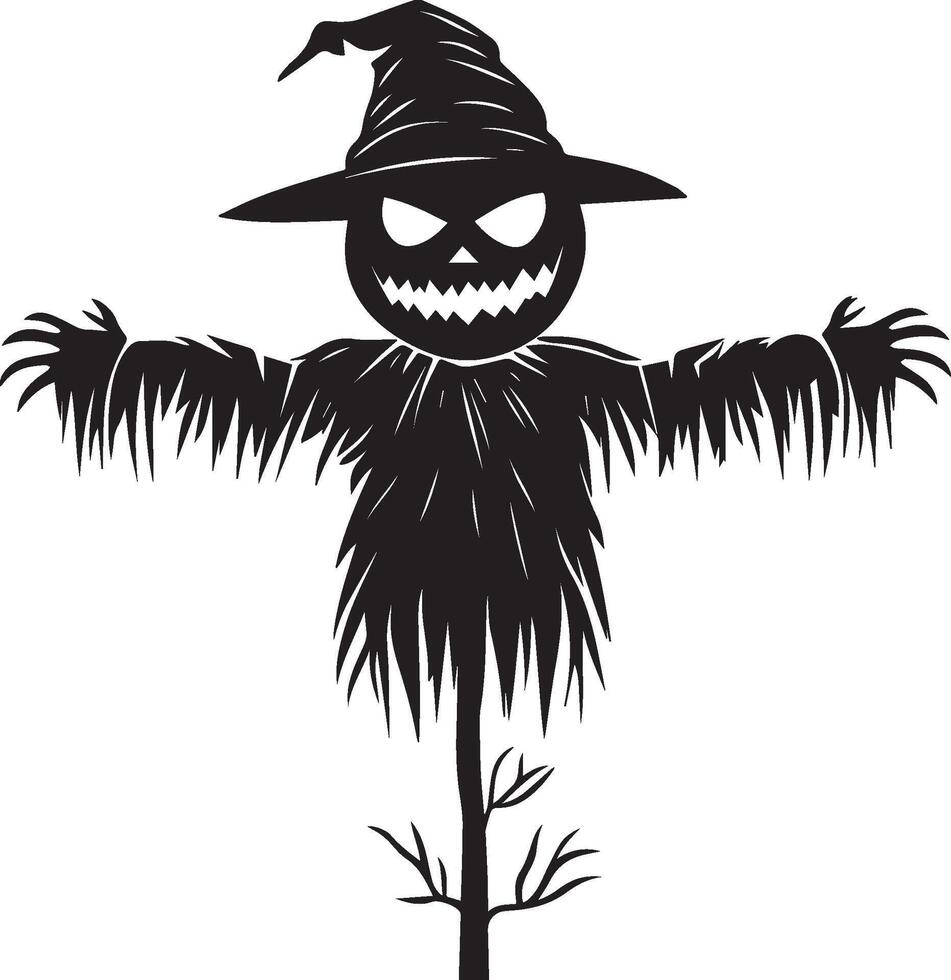 Scarecrow Halloween Monster linear black vector