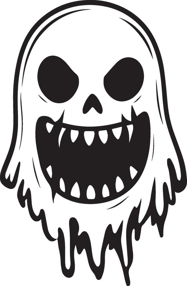 Scary Halloween Ghoul linear black vector