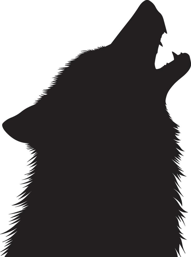 wolf howling halloween clean simple black vector