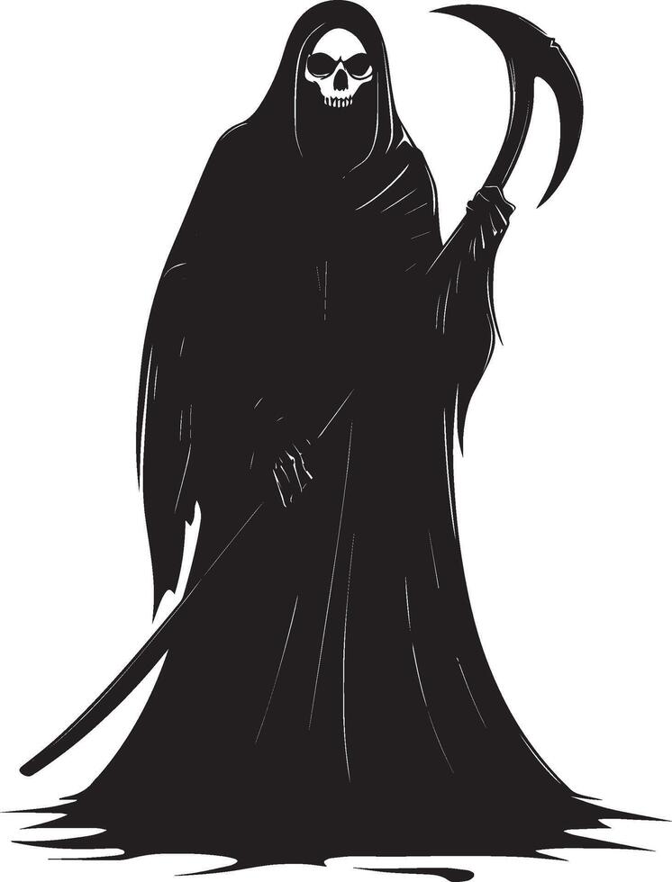 Cartoon Grim Reaper silhouette black vector