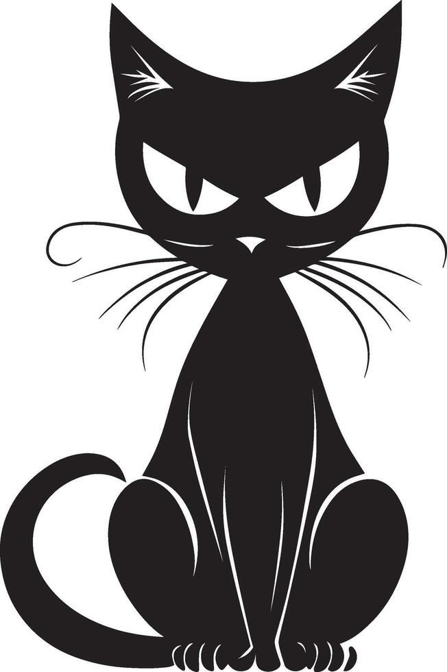 hissing frightened cat, halloween clean simple black vector