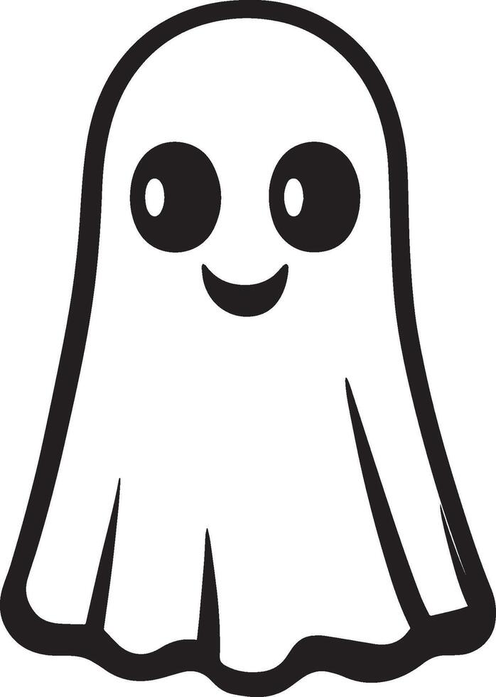Little kid wearing Ghost sheet costume linear black vector