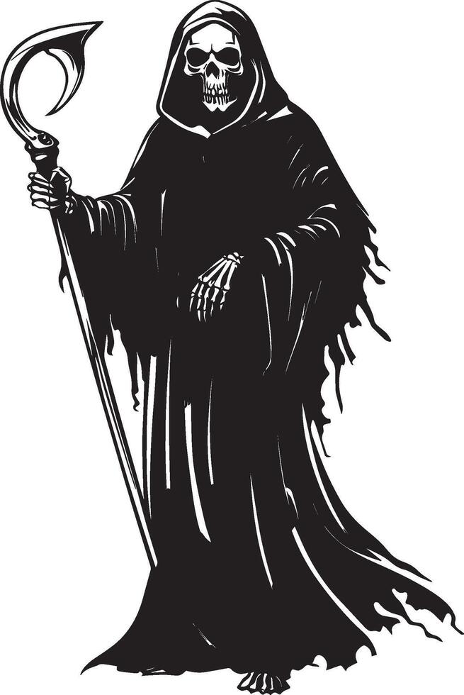 Cartoon Grim Reaper clean simple black vector