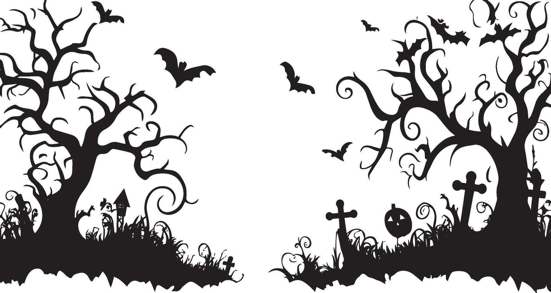 halloween decoration silhouette background simple silhouette black vector