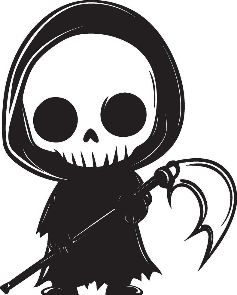 Cute Grim Reaper linear black vector
