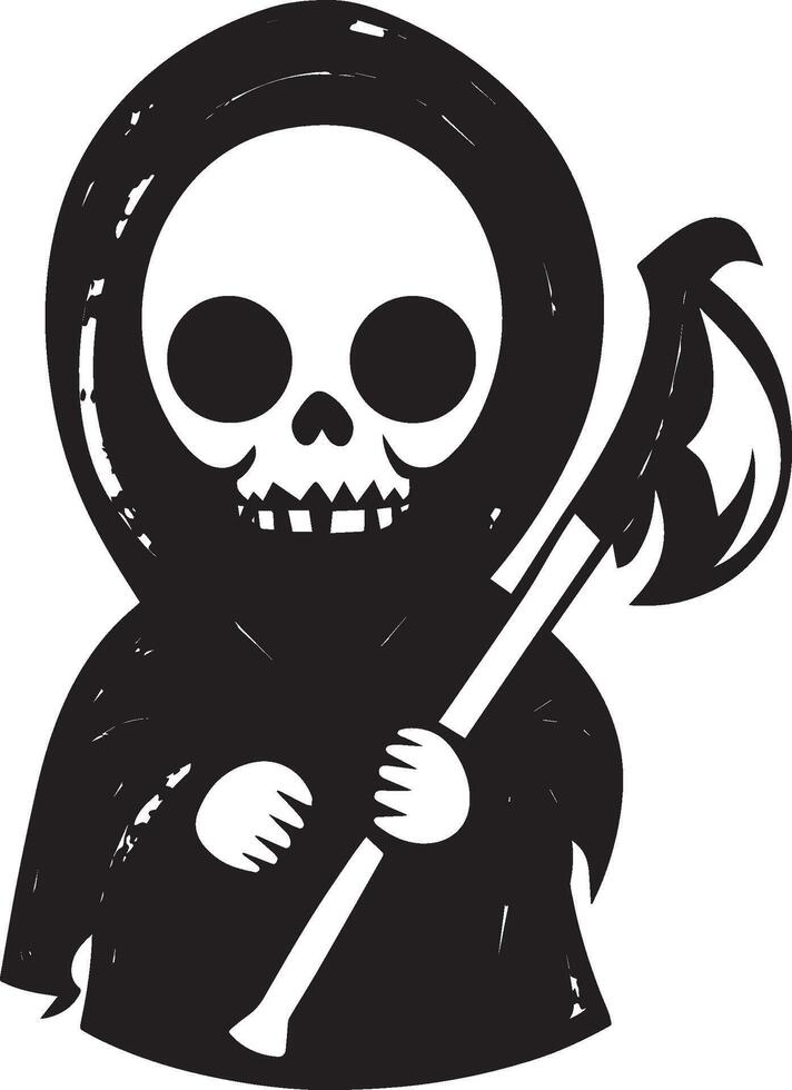Cute Grim Reaper clean simple black vector