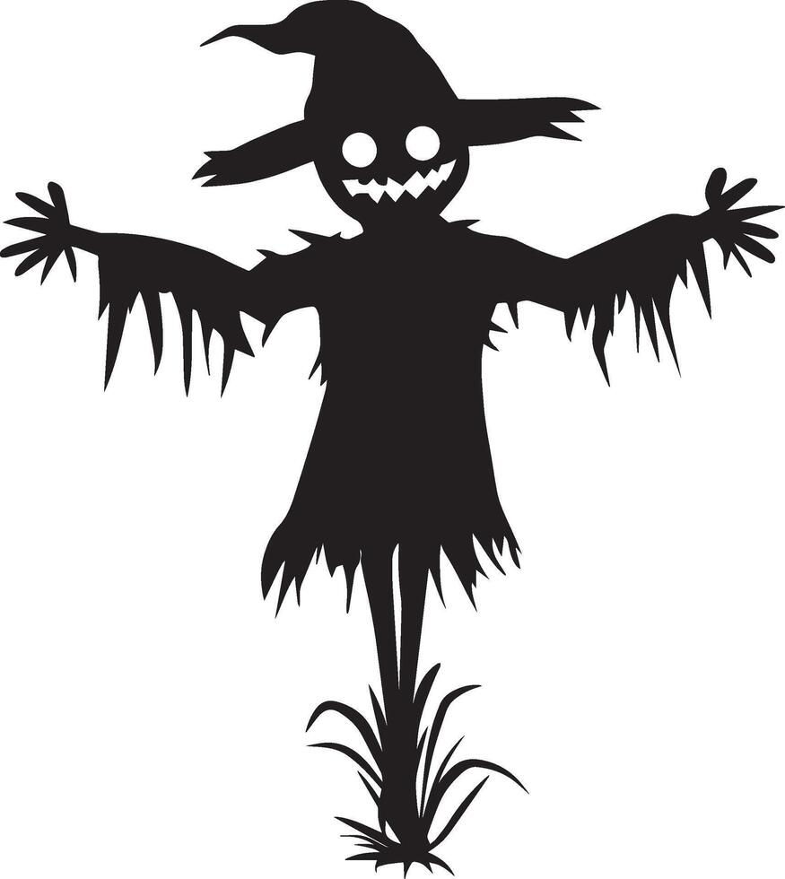 Cartoon Scarecrow silhouette black vector