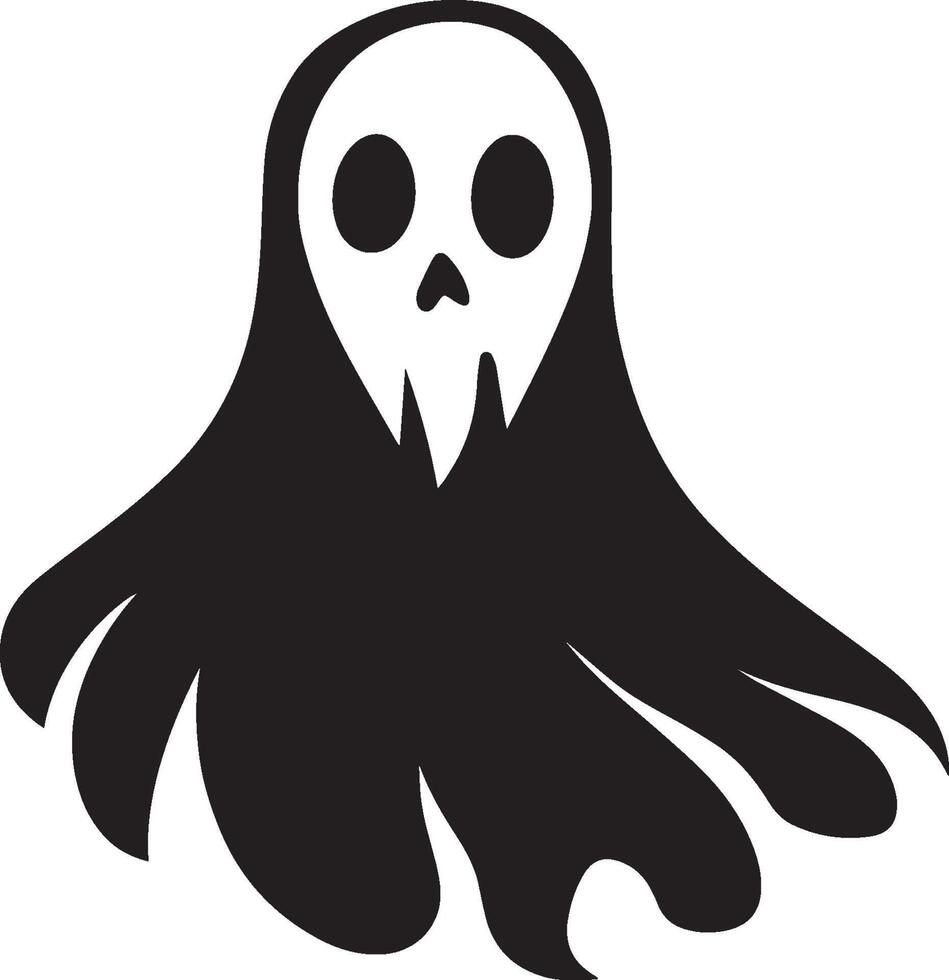 Cartoon Halloween Ghost sheet clean simple silhouette black vector