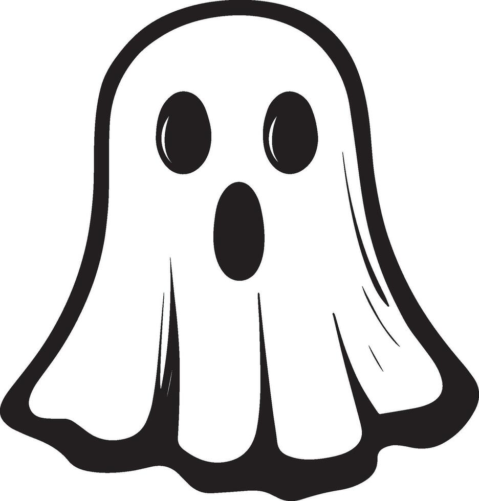 halloween Cartoon ghost clean simple black vector