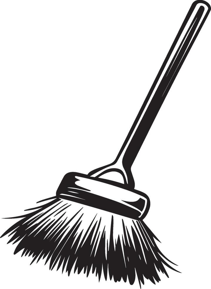 Broom linear black vector
