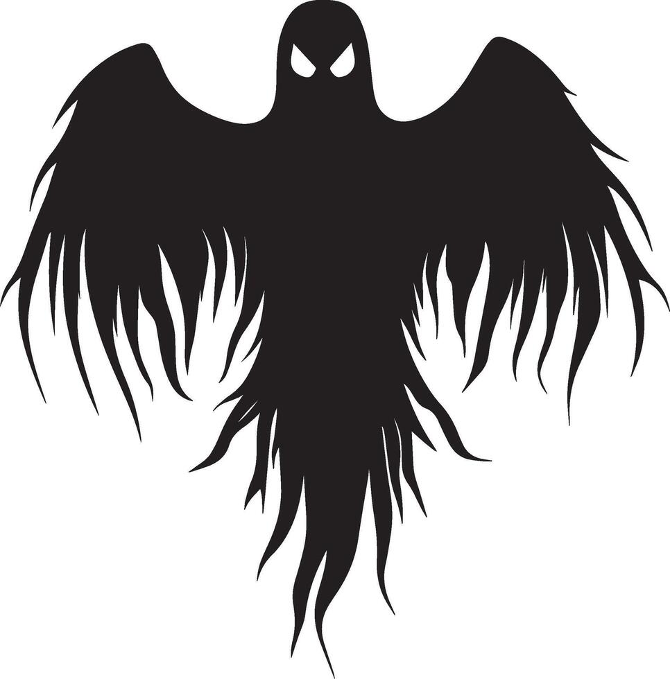 halloween flying evil spirit silhouette black vector
