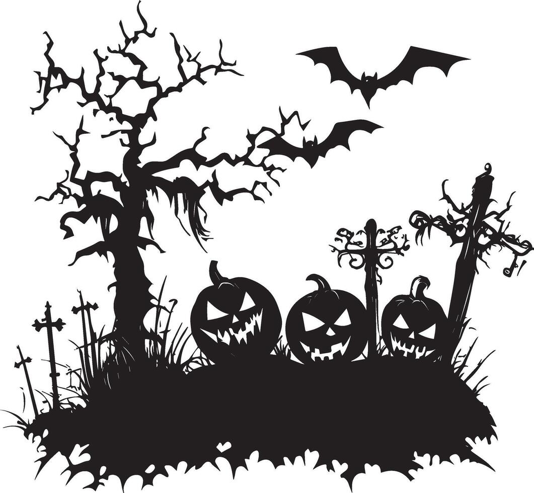 Scarry Fench Halloween silhouette black vector