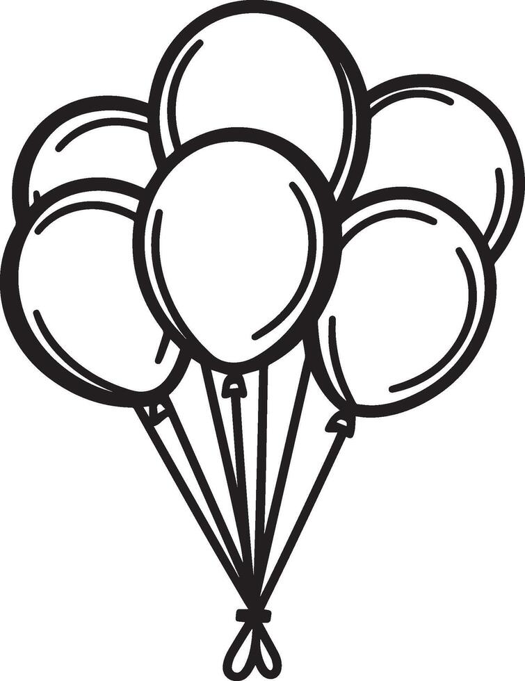 Batch of balloon linear black vector