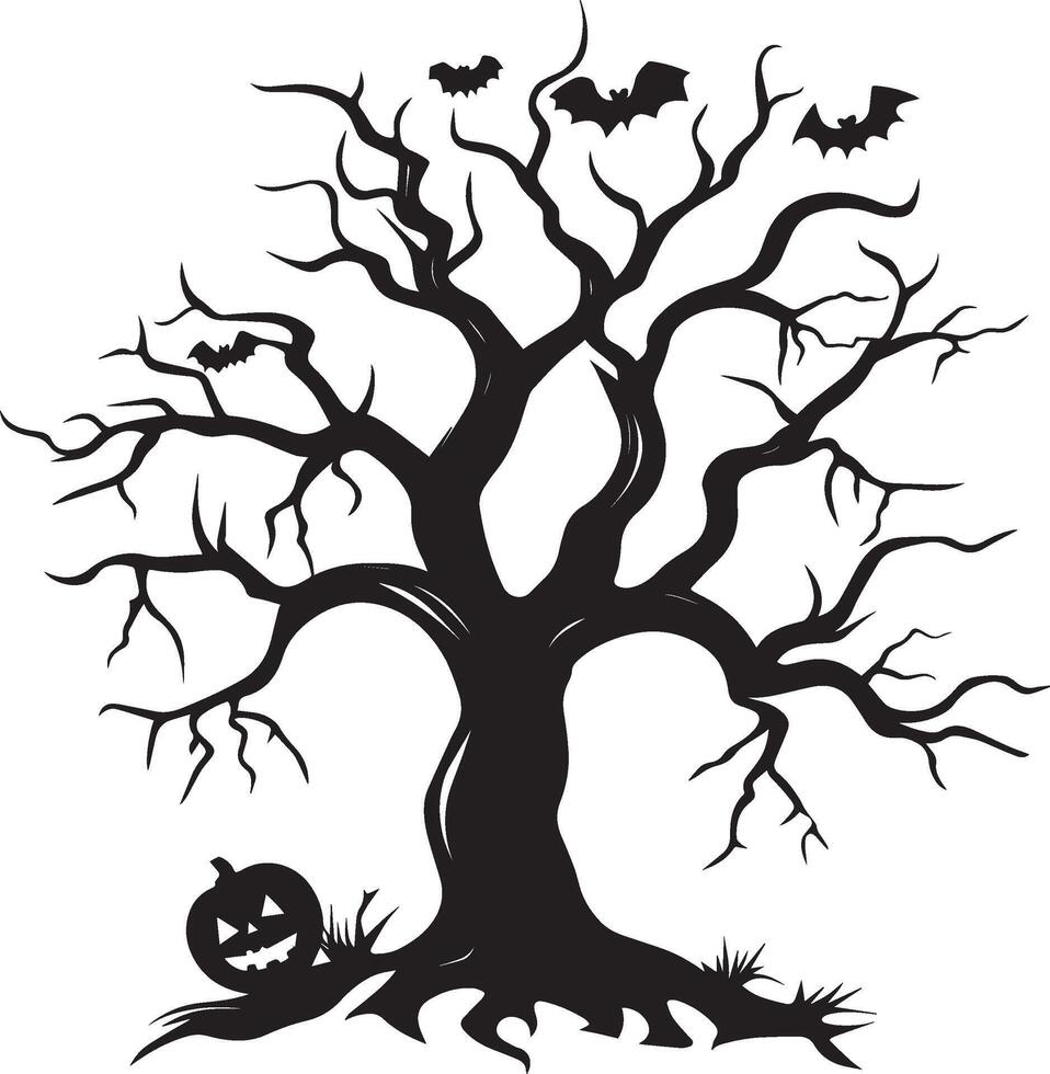 Halloween Dead tree linear black vector
