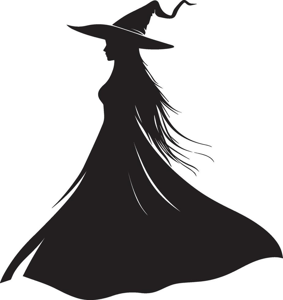 Halloween Witch clean simple silhouette black vector