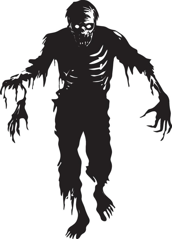 Halloween zombie silhouette black vector