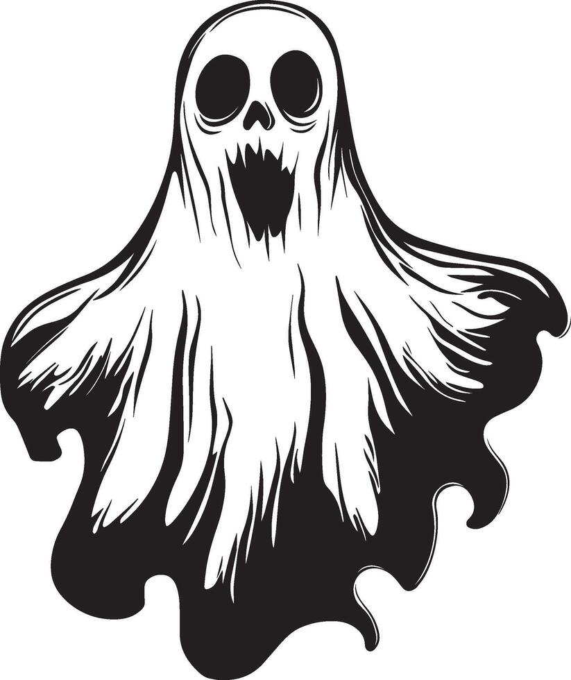 Cartoon Halloween Ghost sheet linear black vector