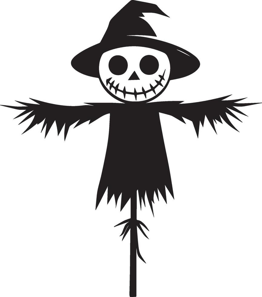 Cute Scarecrow silhouette black vector