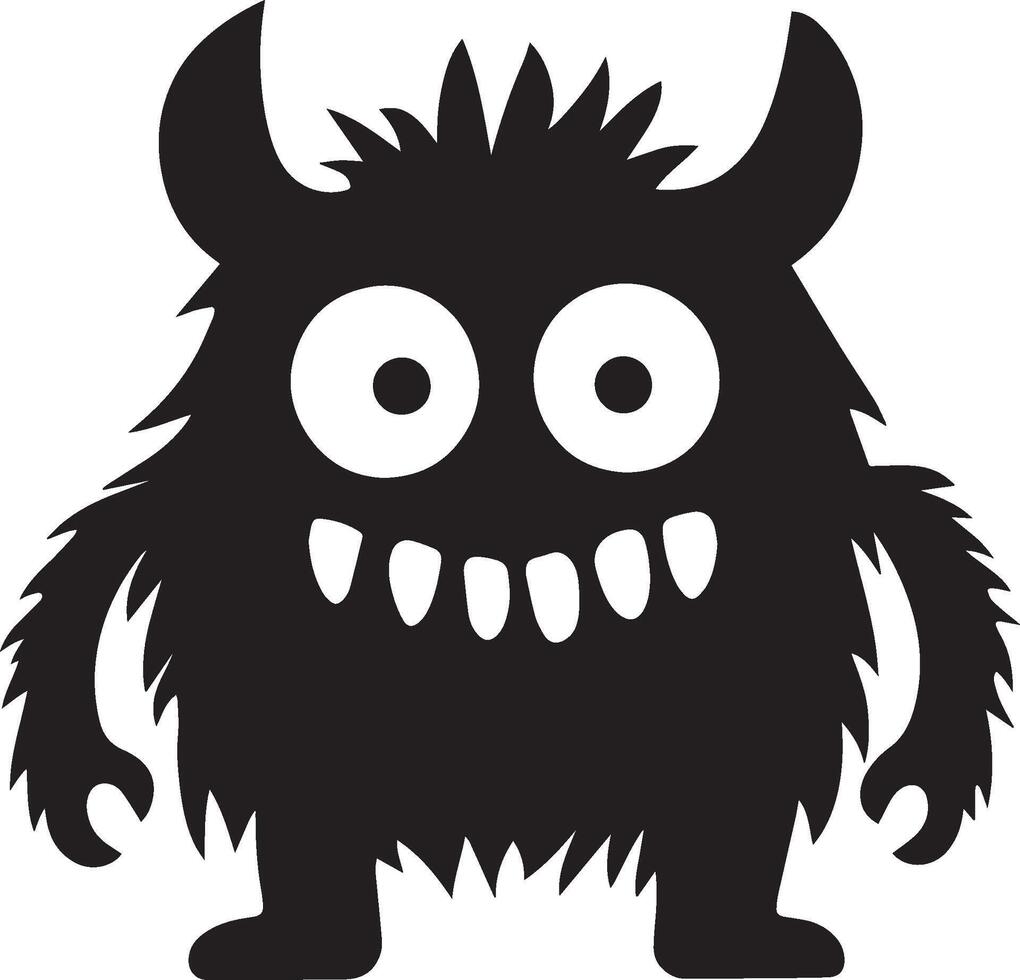 cute halloween monster clean simple black vector
