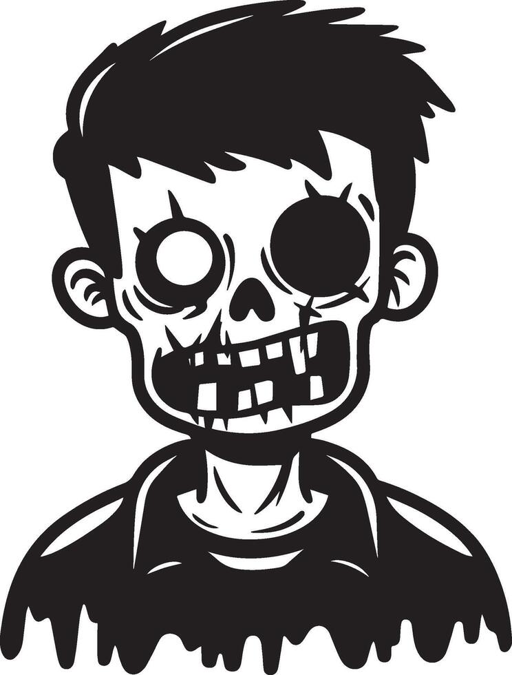 Halloween zombie linear black vector